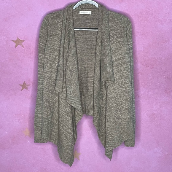 Abercrombie & Fitch Waterfall Open Cardigan Taupe Greenish Gray Women’s Size XS - Picture 1 of 6